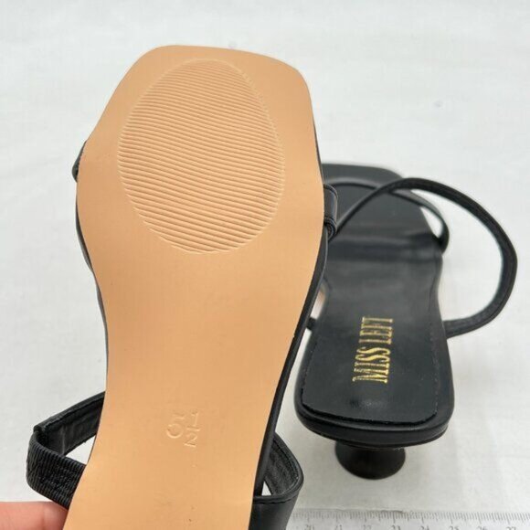 Miss left Black Women's Double Strap Kitten Low Heels Open Toe Heeled Sandals - Picture 5 of 7